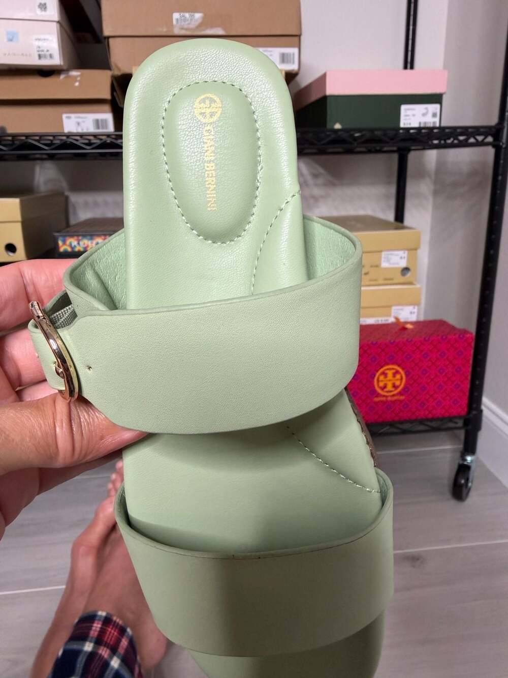 Giani Bernini GianaaP Double Band Slide Sandals Tender Green Retail $70 - Picture 3 of 10